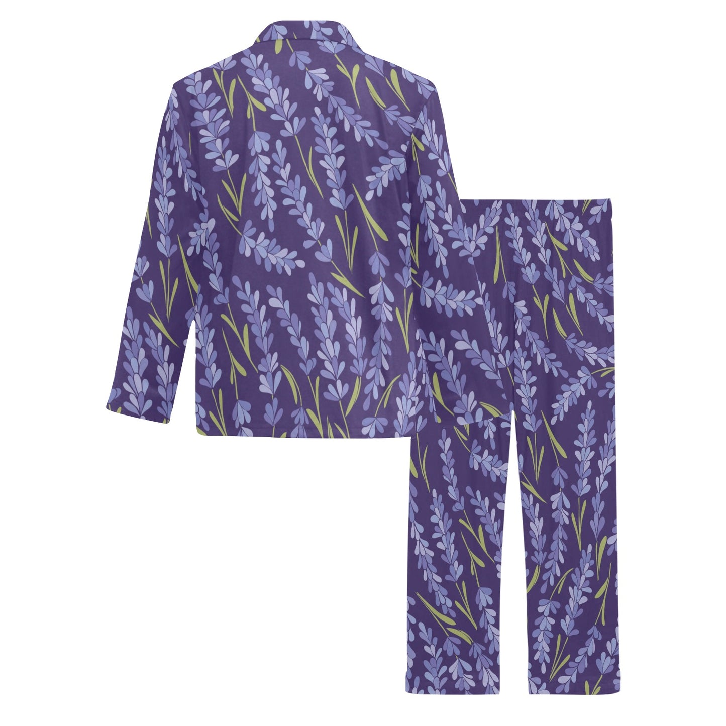 Lavender Pattern Print Design 03 Men's Long Pajama Set