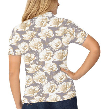 Anemone Pattern Print Design AM05 Women's Polo Shirt