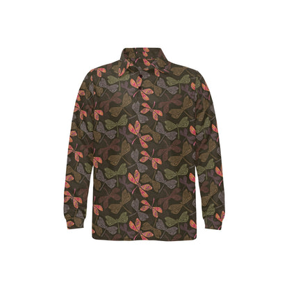 Dragonfly Pattern Print Design 02 Long Sleeve Polo Shirt For Men's