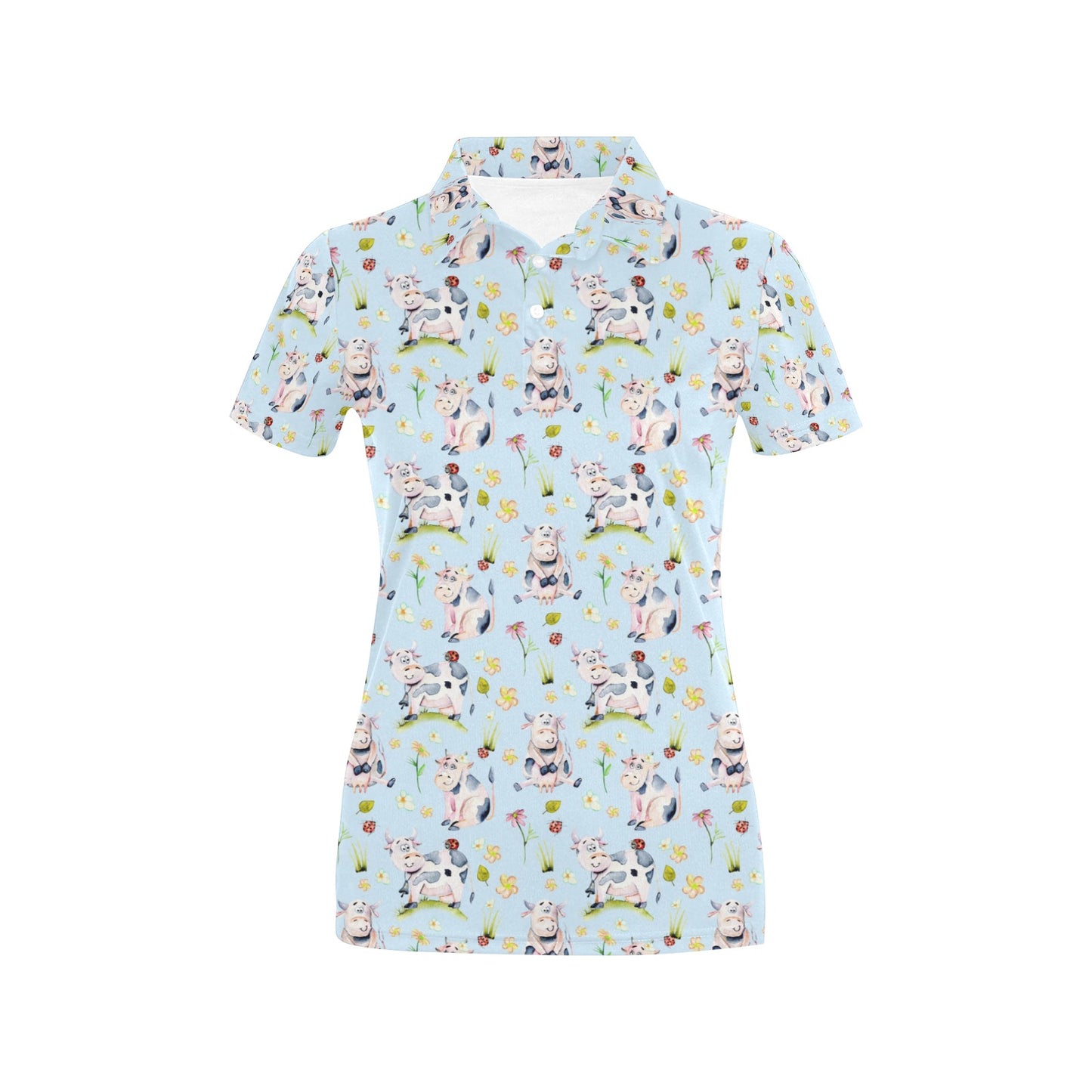 Cow Happy Pattern Print Design 05 Women's Polo Shirt