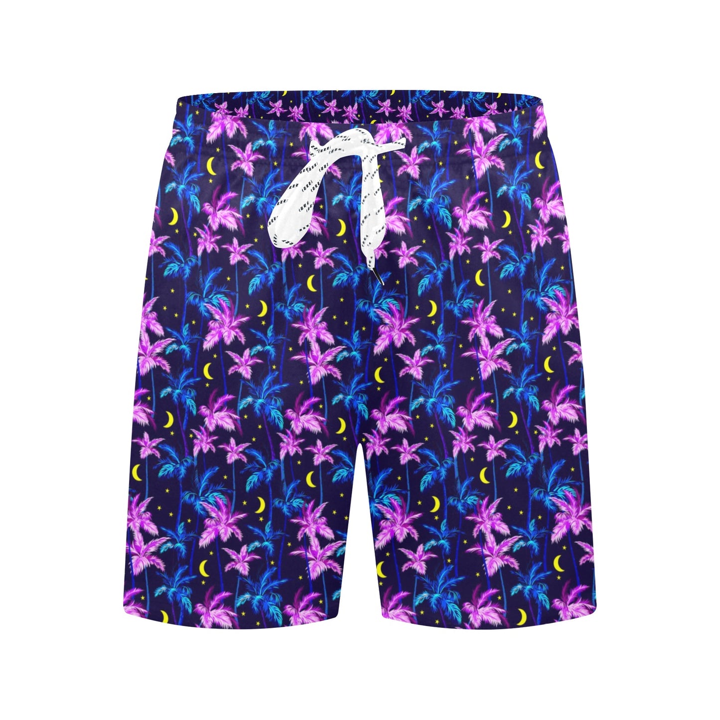 Palm Tree Night Scene Design Print Men's Swim Trunks Beach Shorts