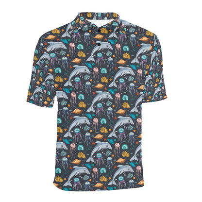 Underwater Dolphin Print Design LKS304 Men Polo Shirt