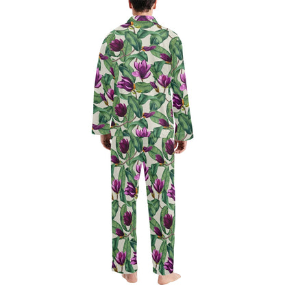 Magnolia Pattern Print Design MAG07 Men's Long Pajama Set
