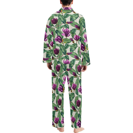 Magnolia Pattern Print Design MAG07 Men's Long Pajama Set