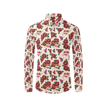 Tattoo Rose Print Design LKS302 Men's Long Sleeve Dress Shirt