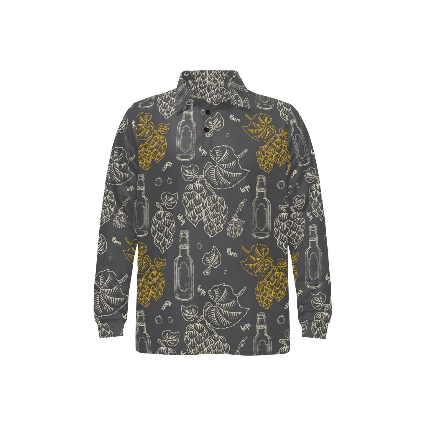 Hope Pattern Print Design 01 Long Sleeve Polo Shirt For Men's