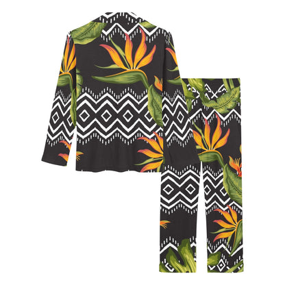 Bird Of Paradise Pattern Print Design BOP07 Women's Long Pajama Set