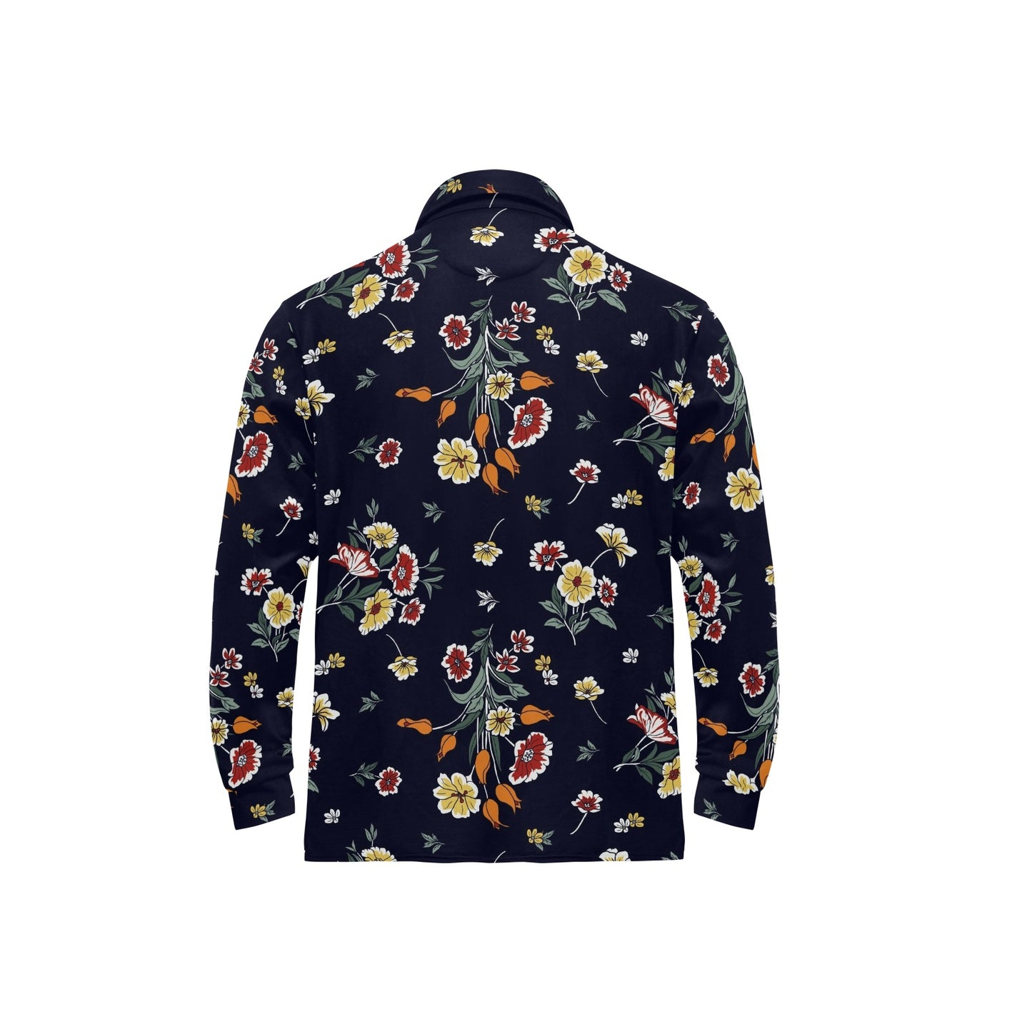 Summer Floral Pattern Print Design SF01 Long Sleeve Polo Shirt For Men's