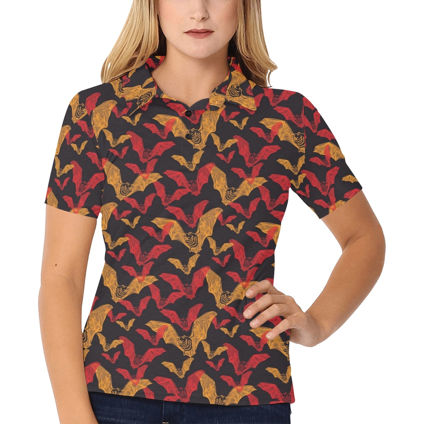 Bat Pattern Print Design 01 Women's Polo Shirt