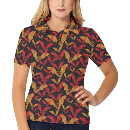 Bat Pattern Print Design 01 Women's Polo Shirt