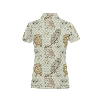 Owl Pattern Print Design A03 Women's Polo Shirt
