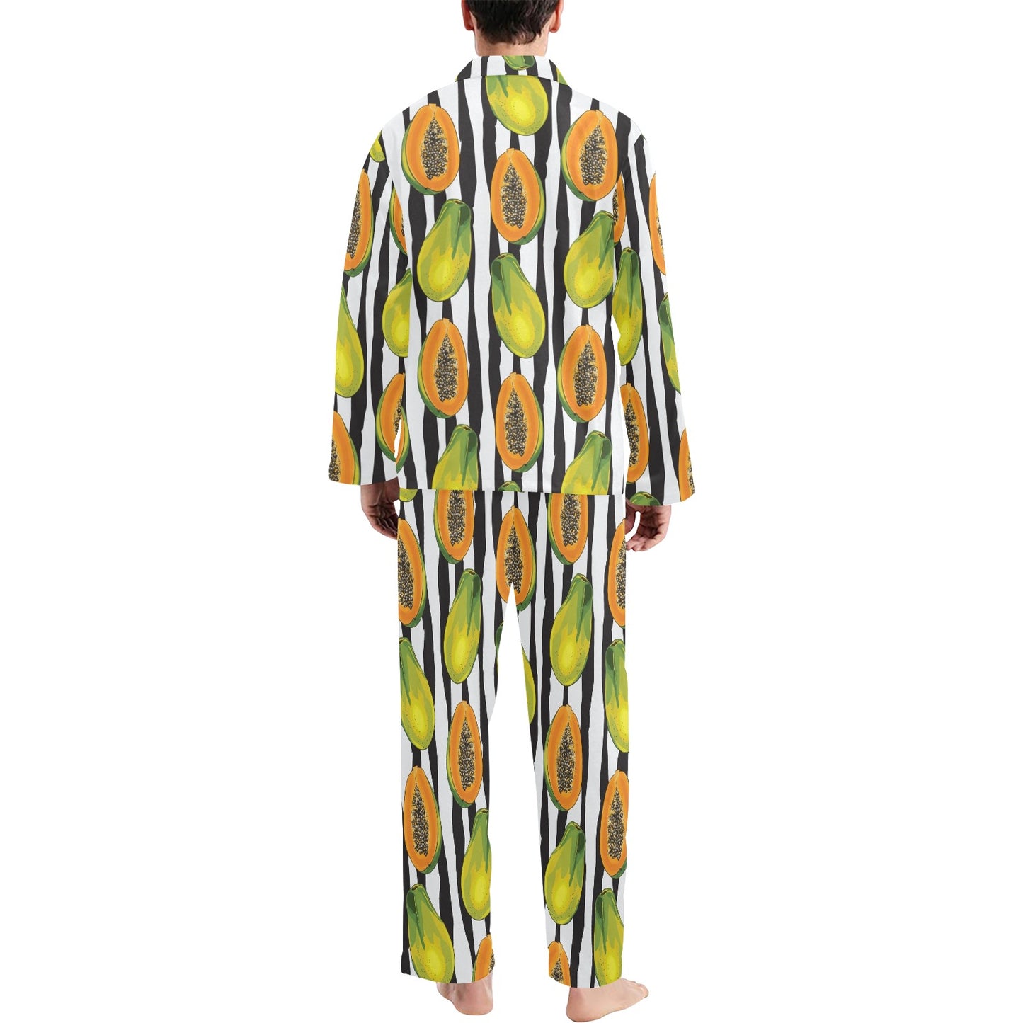 Papaya Pattern Print Design PP01 Men's Long Pajama Set