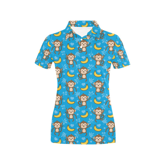 Monkey Pattern Print Design 05 Women's Polo Shirt