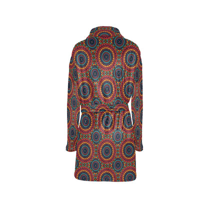 Bohemian Mandala Style Print Women's Fleece Robe