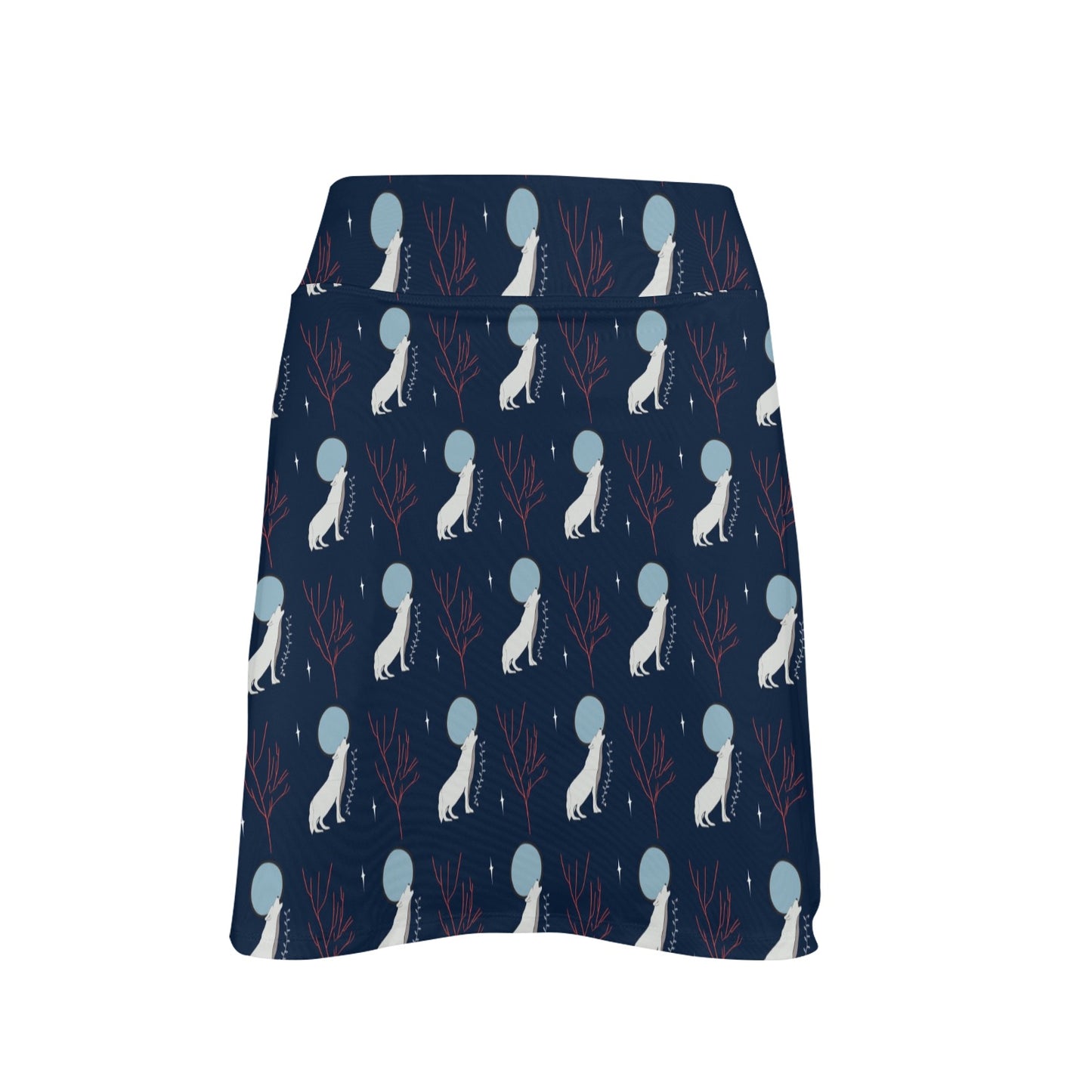 Wolf Moon Print Design LKS304 17" Golf & Pickleball Skort with Pockets