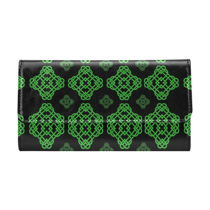 Celtic Knot Green Neon Design Women's Trifold Wallet