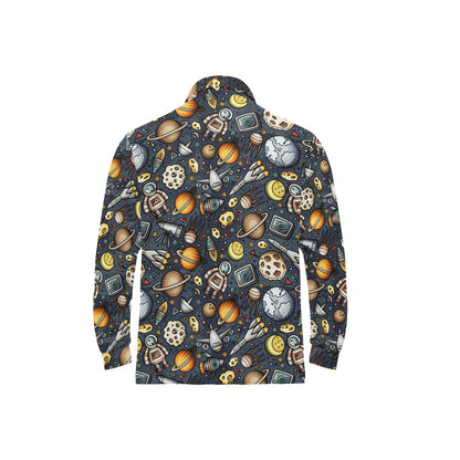 Space Pattern Print Long Sleeve Polo Shirt For Men's