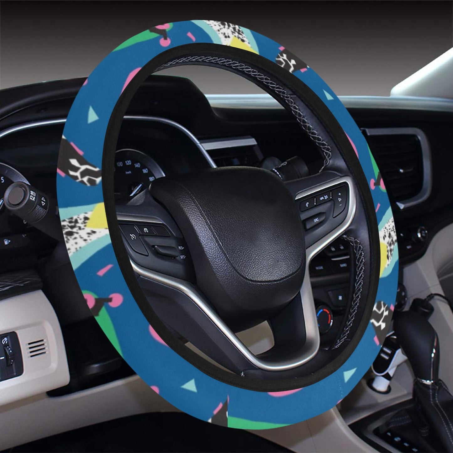 Skateboard Print Design LKS302 Steering Wheel Cover with Elastic Edge
