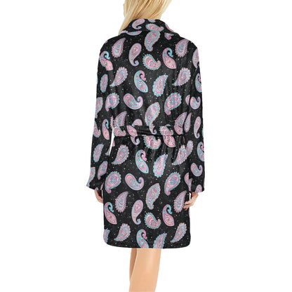 Paisley Pink Design Mandala Print Women's Fleece Robe