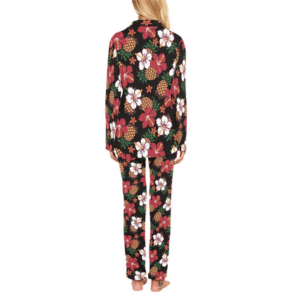 Hawaiian Themed Pattern Print Design H013 Women's Long Pajama Set