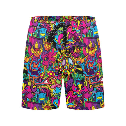 Trippy Print Design LKS304 Men's Swim Trunks Beach Shorts