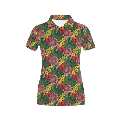 Summer Floral Print Design LKS305 Women's Polo Shirt