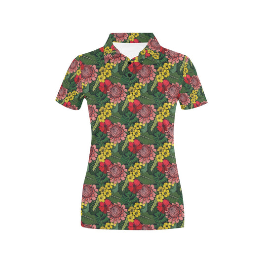 Summer Floral Print Design LKS305 Women's Polo Shirt