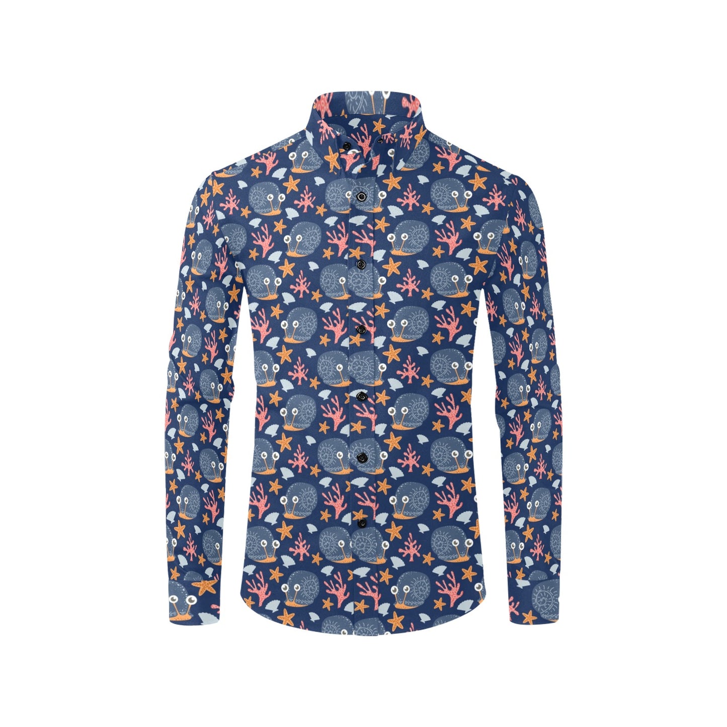 Snail Print Design LKS402 Men's Long Sleeve Dress Shirt