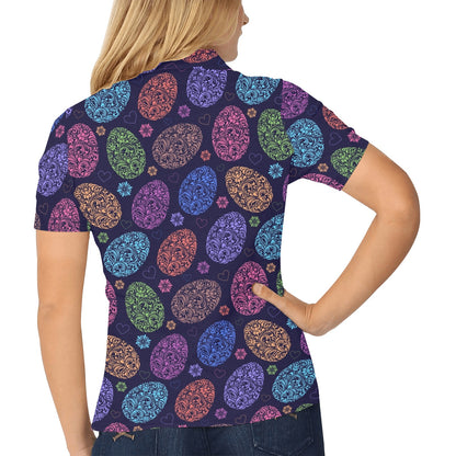 Easter Eggs Pattern Print Design RB012 Women's Polo Shirt