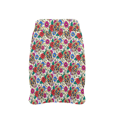 Sugar Skull Colorful Themed Print 17" Golf & Pickleball Skort with Pockets