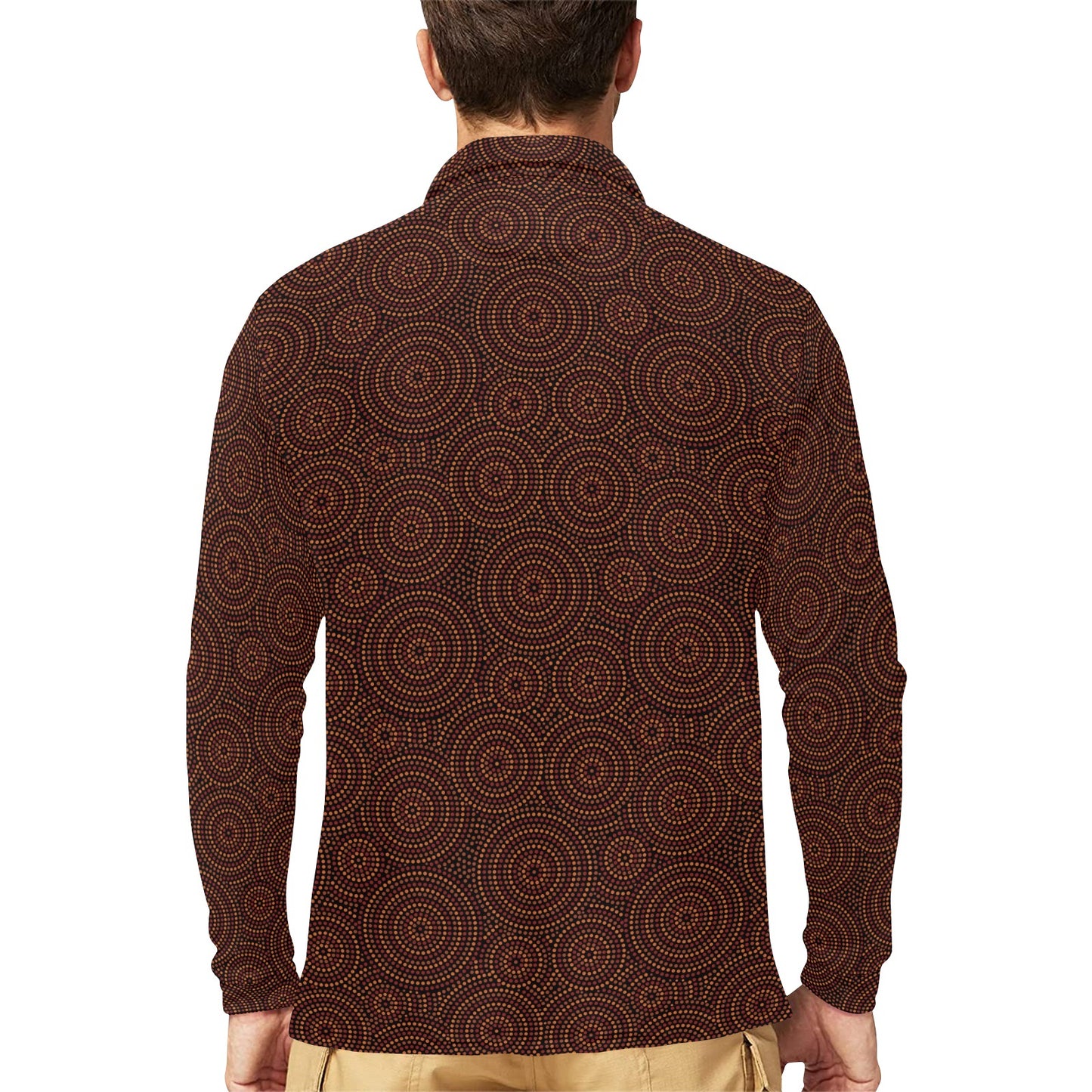 Aboriginal Pattern Print Design 02 Long Sleeve Polo Shirt For Men's