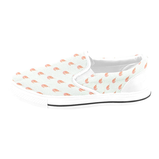 Shrimp Print Design LKS304 White Slip Ons Canvas Women's Shoes