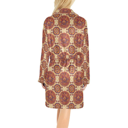 Calendar Aztec Pattern Print Design 01 Women's Fleece Robe