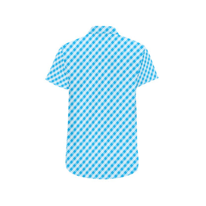 Gingham Print Design LKS401 Men Short Sleeve Button Up Shirt
