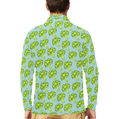 Broccoli Pattern Print Design 02 Long Sleeve Polo Shirt For Men's
