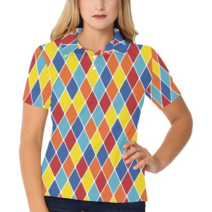 Harlequin Pattern Print Design 01 Women's Polo Shirt
