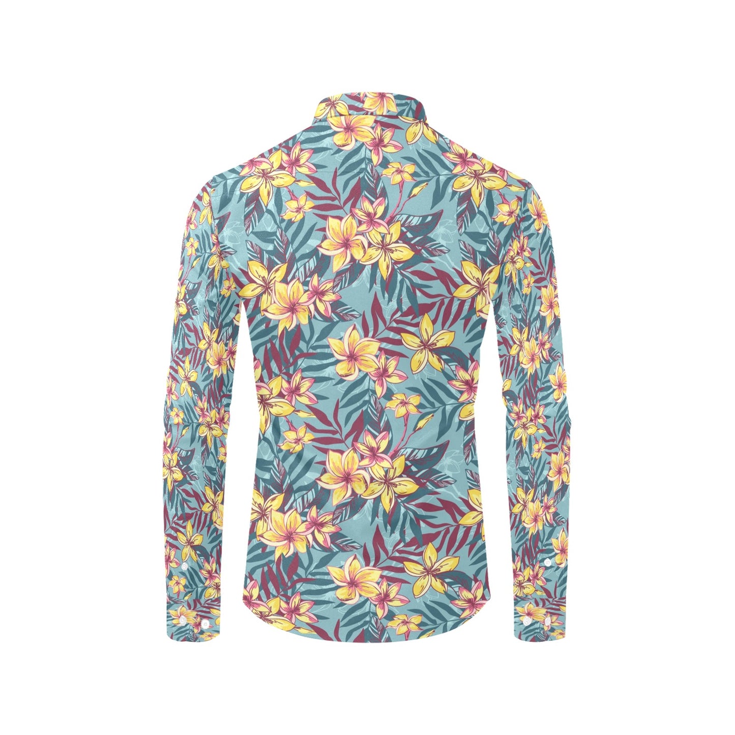 Summer Floral Print Design LKS304 Men's Long Sleeve Dress Shirt
