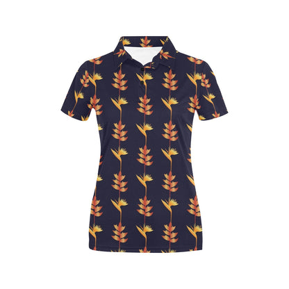 Heliconia Pattern Print Design HL06 Women's Polo Shirt