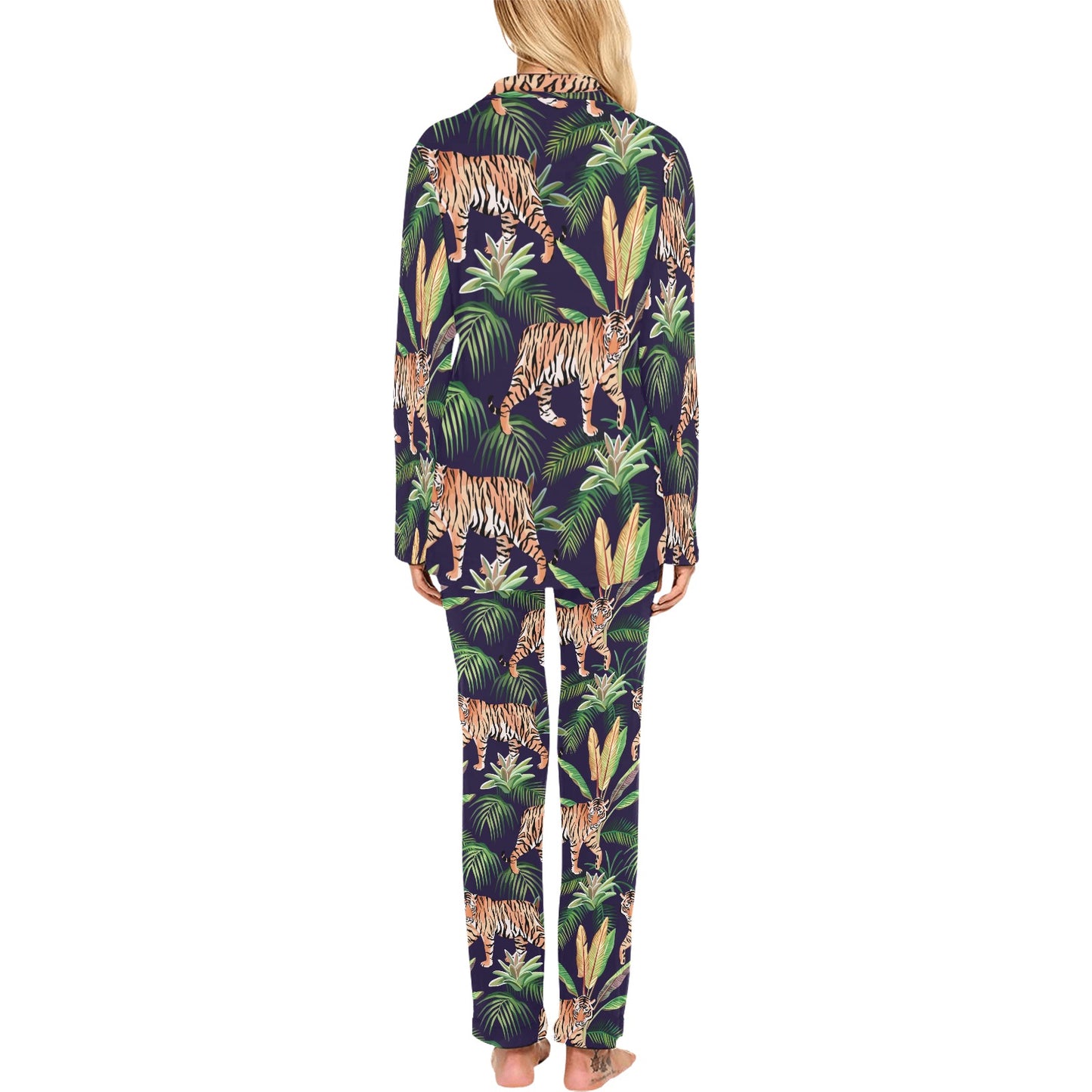 Tiger Jungle Women's Long Pajama Set