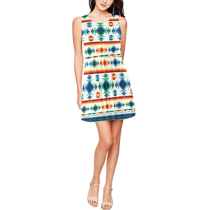 Aztec Pattern Print Design 02 Sleeveless Dress