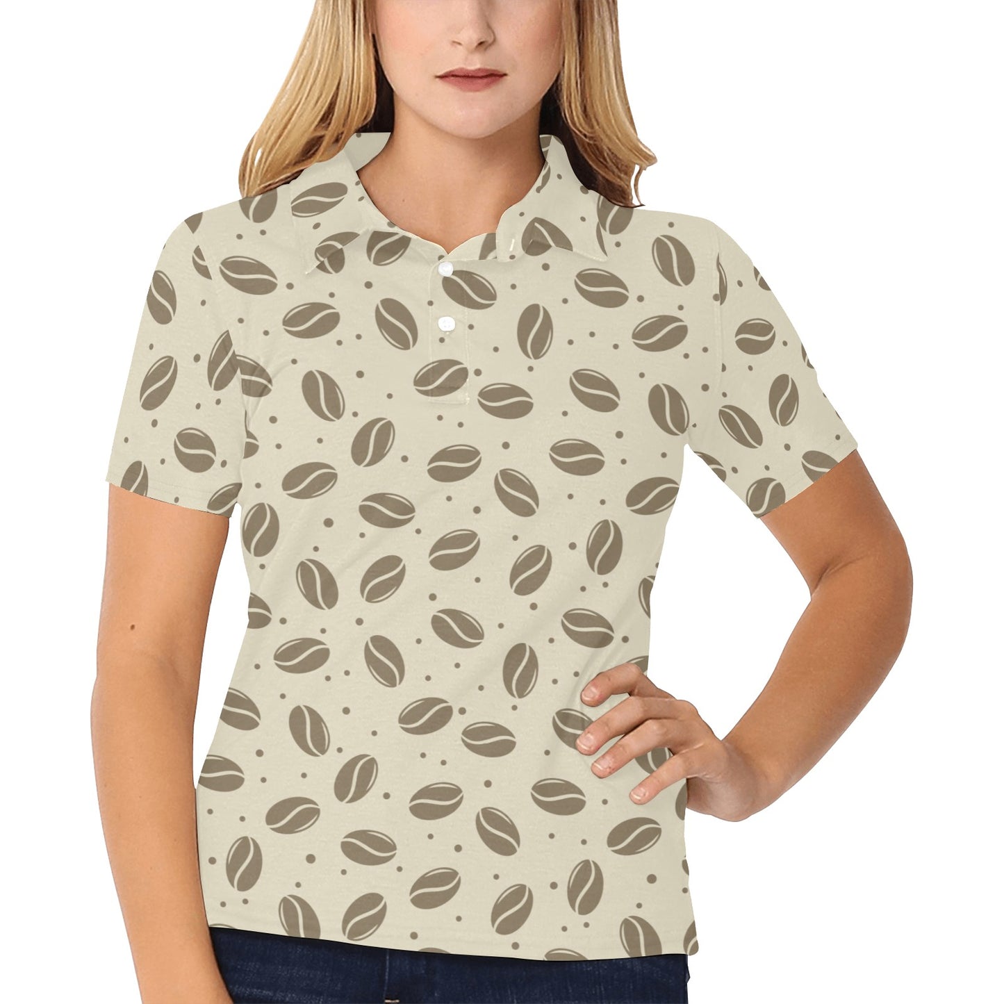 Coffee Pattern Print Design 02 Women's Polo Shirt