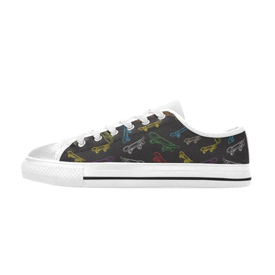 Skateboard Print Design LKS301 Women's White Low Top Shoes