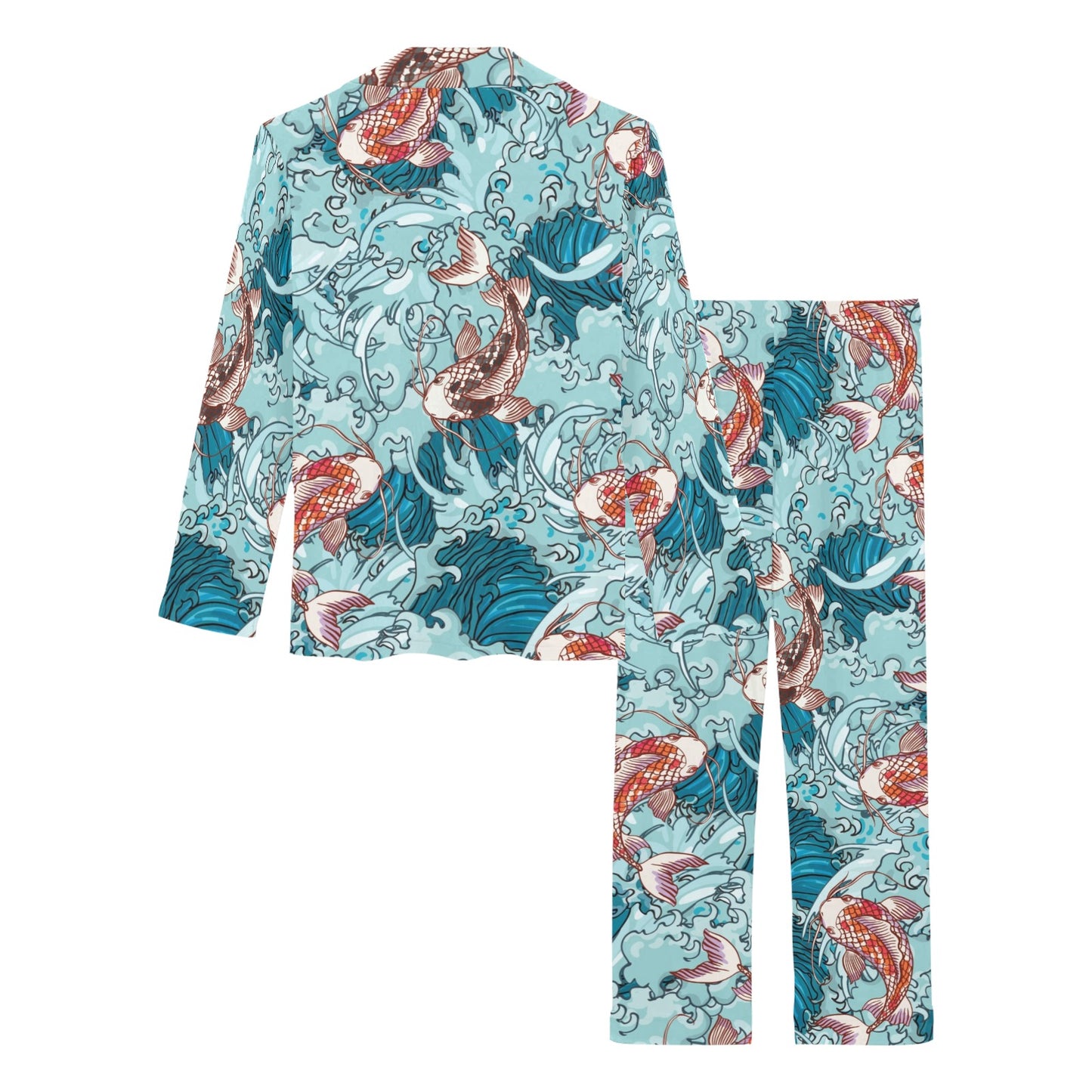 KOI Fish Pattern Print Design 05 Women's Long Pajama Set