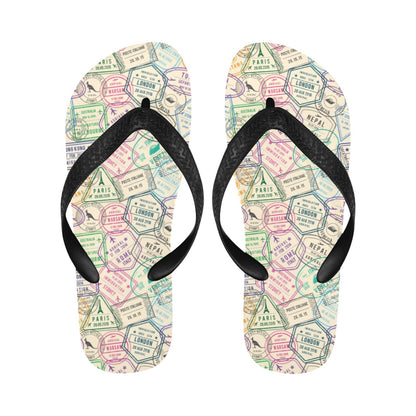 Travel Stamp Print Design LKS303 Flip Flops