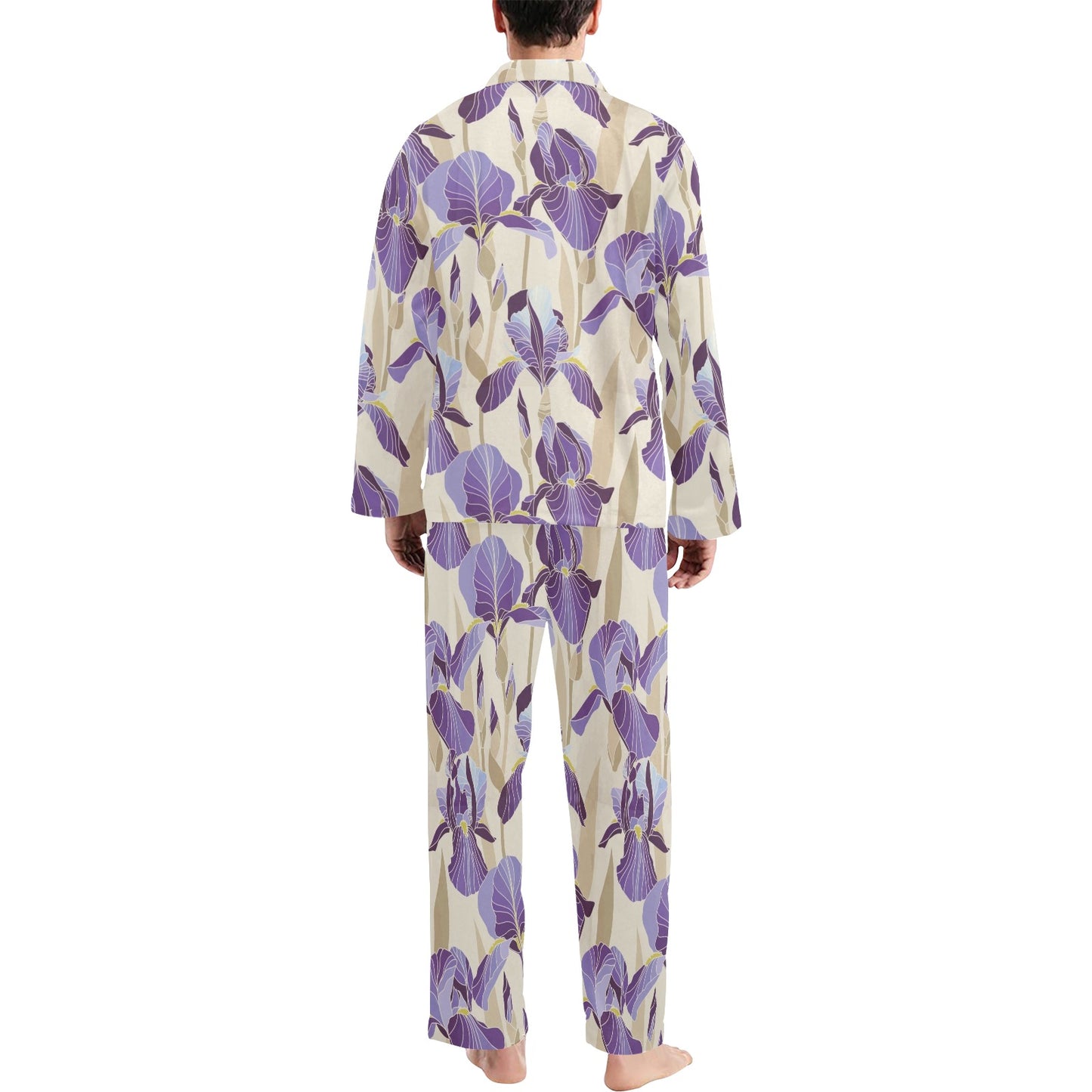 Iris Pattern Print Design IR02 Men's Long Pajama Set