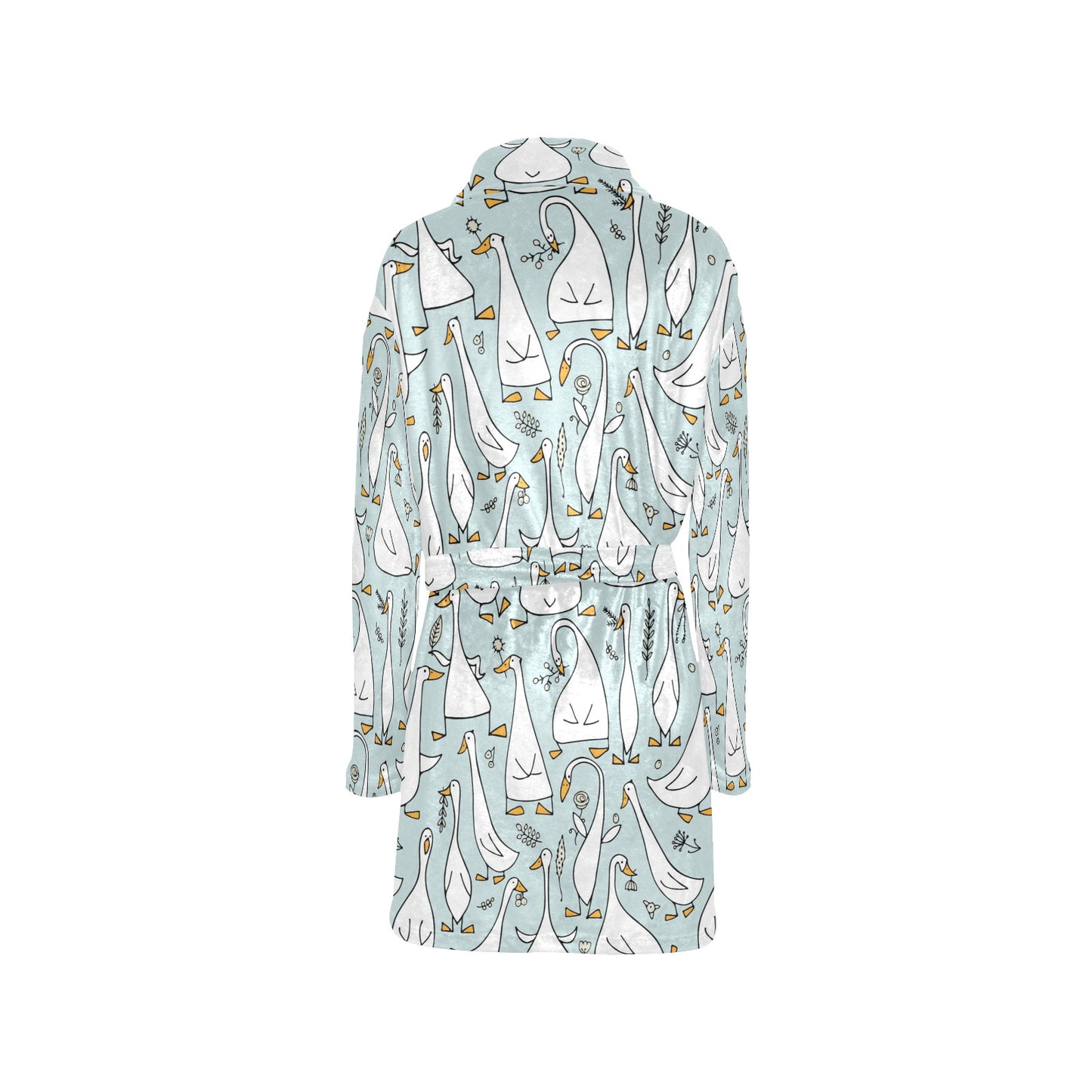 Goose Pattern Print Design 03 Women's Fleece Robe