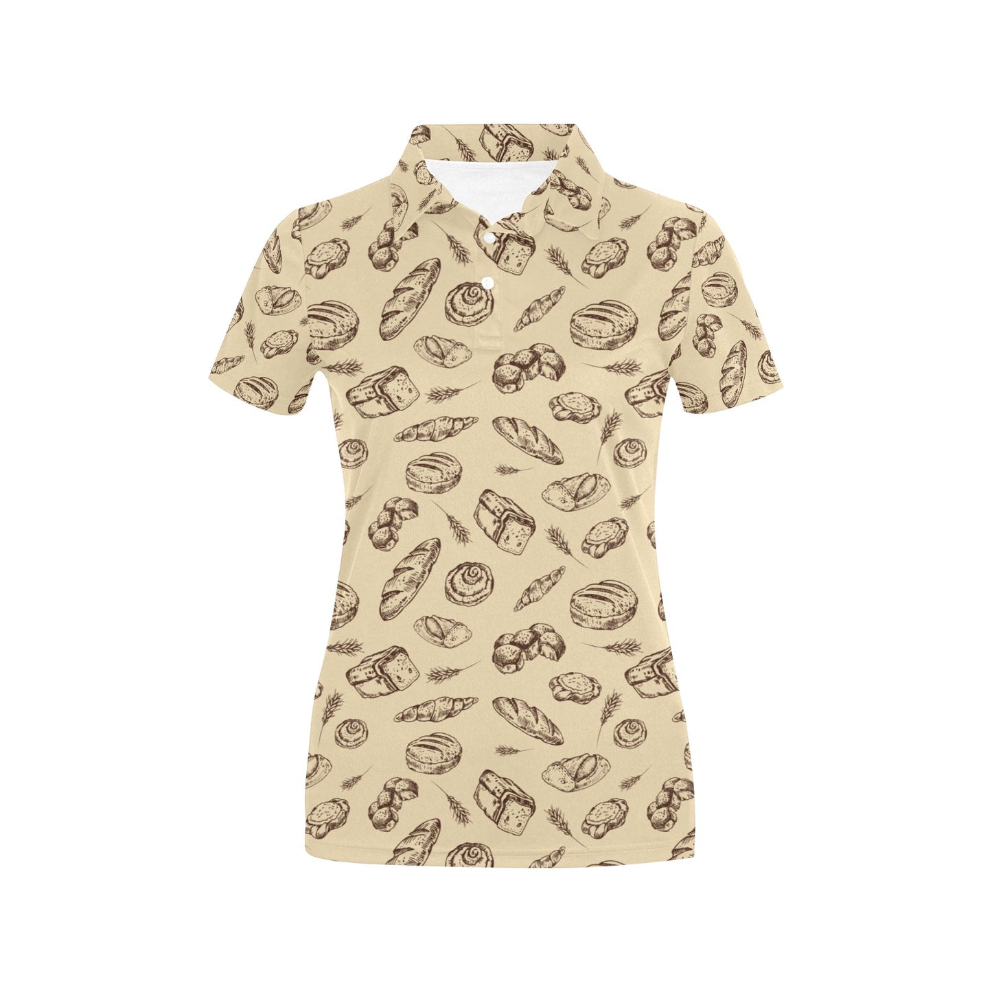 Bread Pattern Print Design 04 Women's Polo Shirt