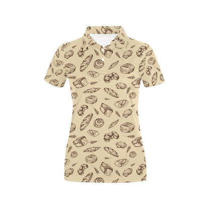 Bread Pattern Print Design 04 Women's Polo Shirt