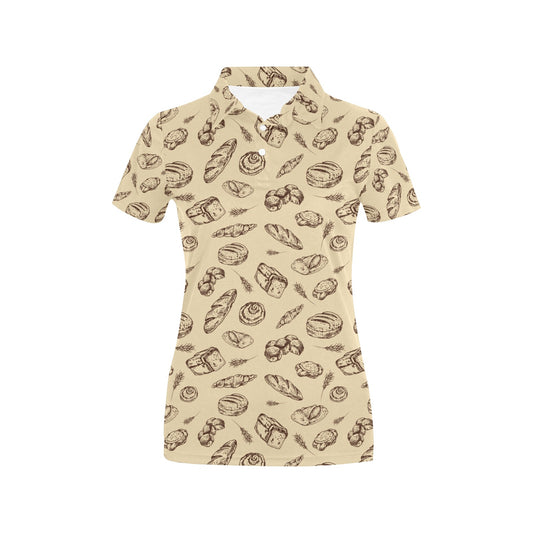 Bread Pattern Print Design 04 Women's Polo Shirt