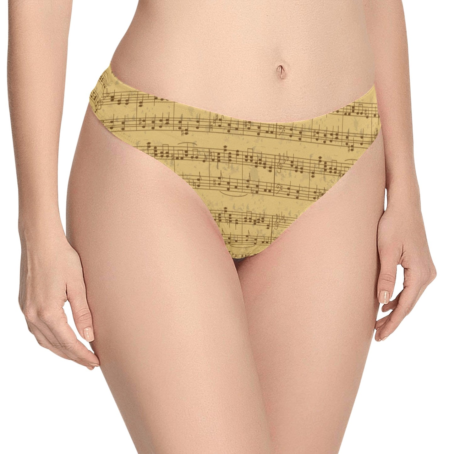 Music Note Vintage Themed Print Women's Thongs